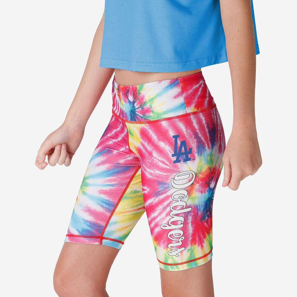 FOCO Los Angeles Dodgers Tie-Dye Bike Shorts Pink XL 2