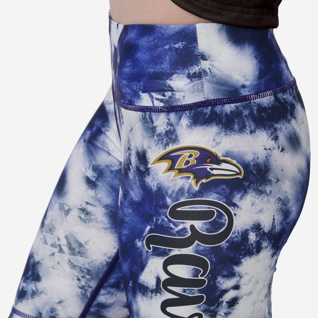 FOCO Baltimore Ravens Tie-Dye Bike Shorts Purple Black L 4