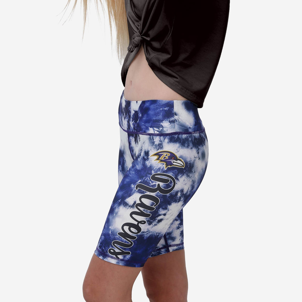 FOCO Baltimore Ravens Tie-Dye Bike Shorts Purple Black L 2