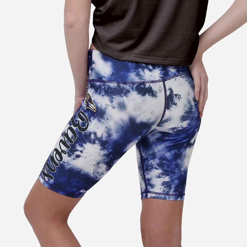 FOCO Baltimore Ravens Tie-Dye Bike Shorts Purple Black L 3