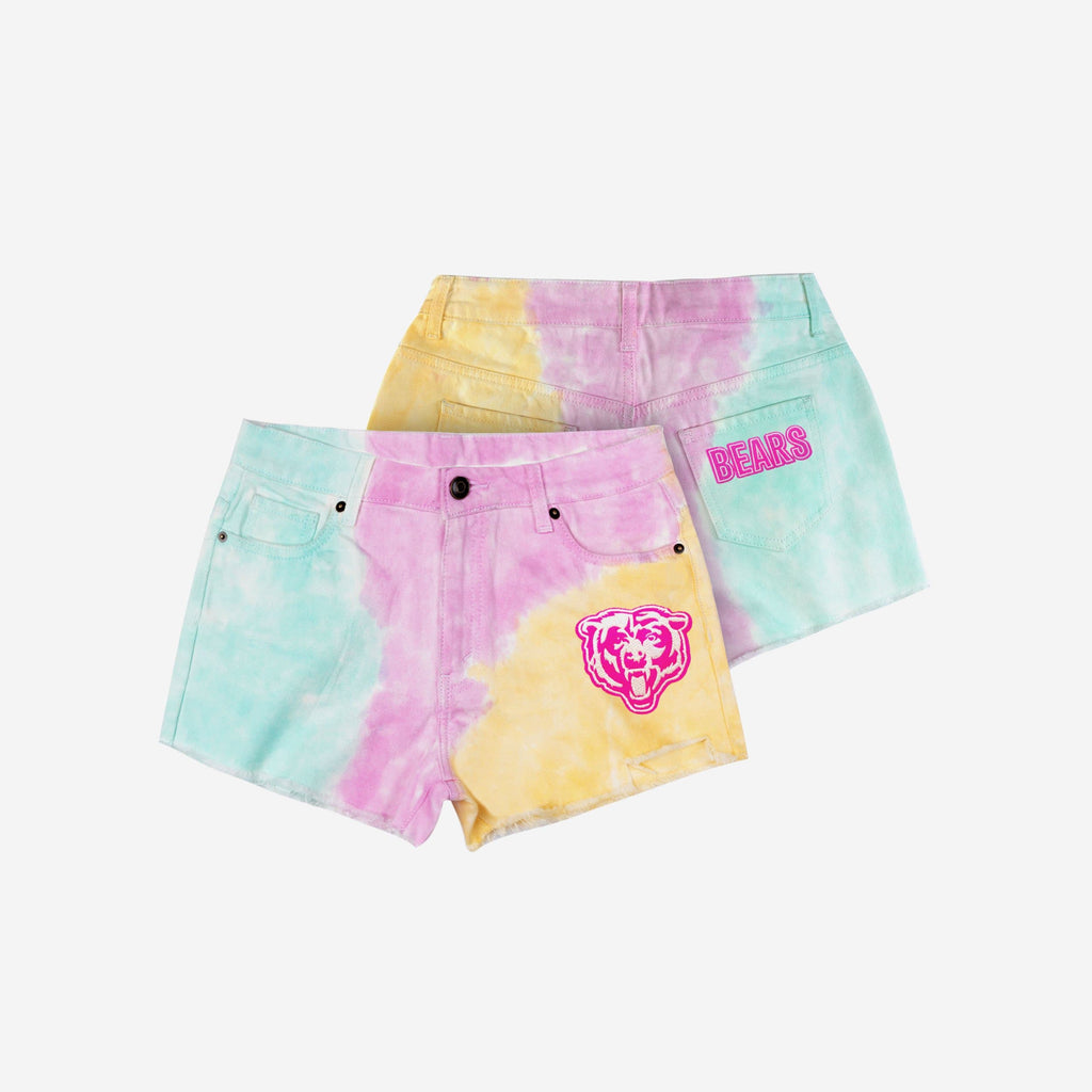 FOCO Chicago Bears Tie-Dye Rush Denim Shorts Pink 4 4