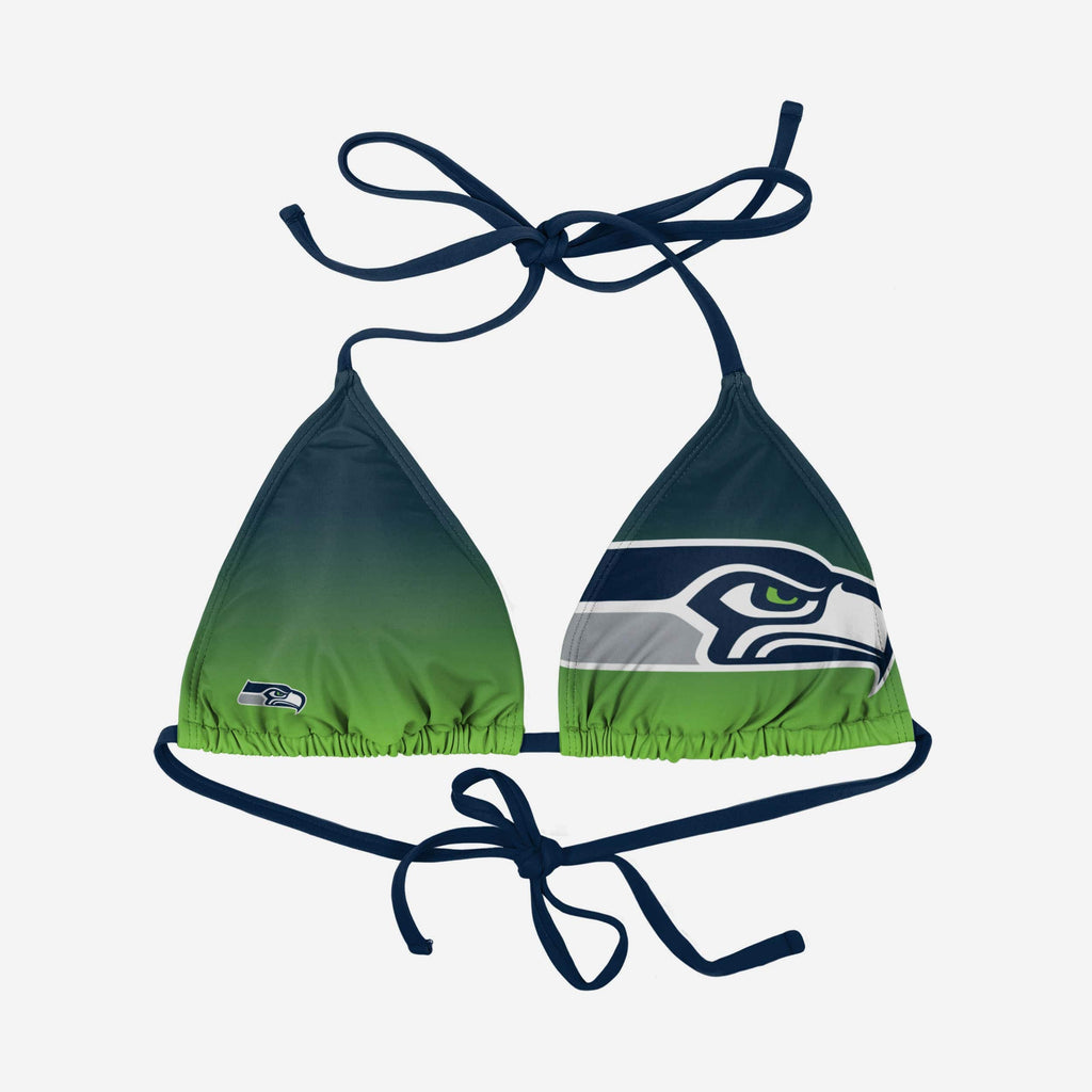 FOC Seattle Seahawks Gradient Big Logo Bikini Top Blue 2XL 3