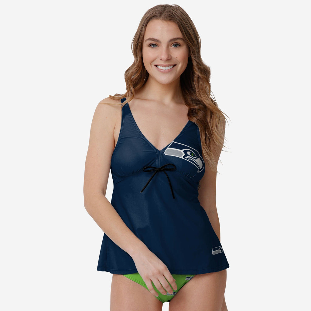 FOCO Seattle Seahawks Summertime Solid Tankini Blue M 2