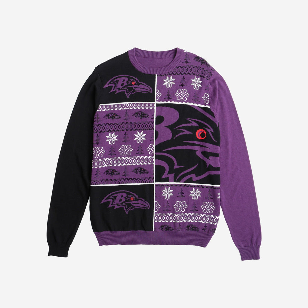 Baltimore Ravens Busy Block Snowfall Sweater