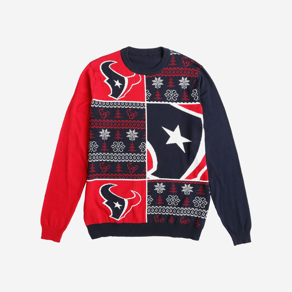 FOCO Houston Texans Busy Block Snowfall Sweater Blue Men Size S 4