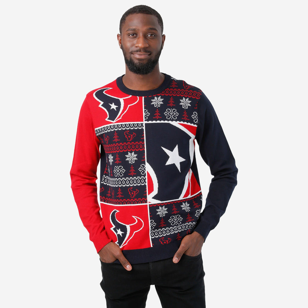 FOCO Houston Texans Busy Block Snowfall Sweater Blue Men Size S 2