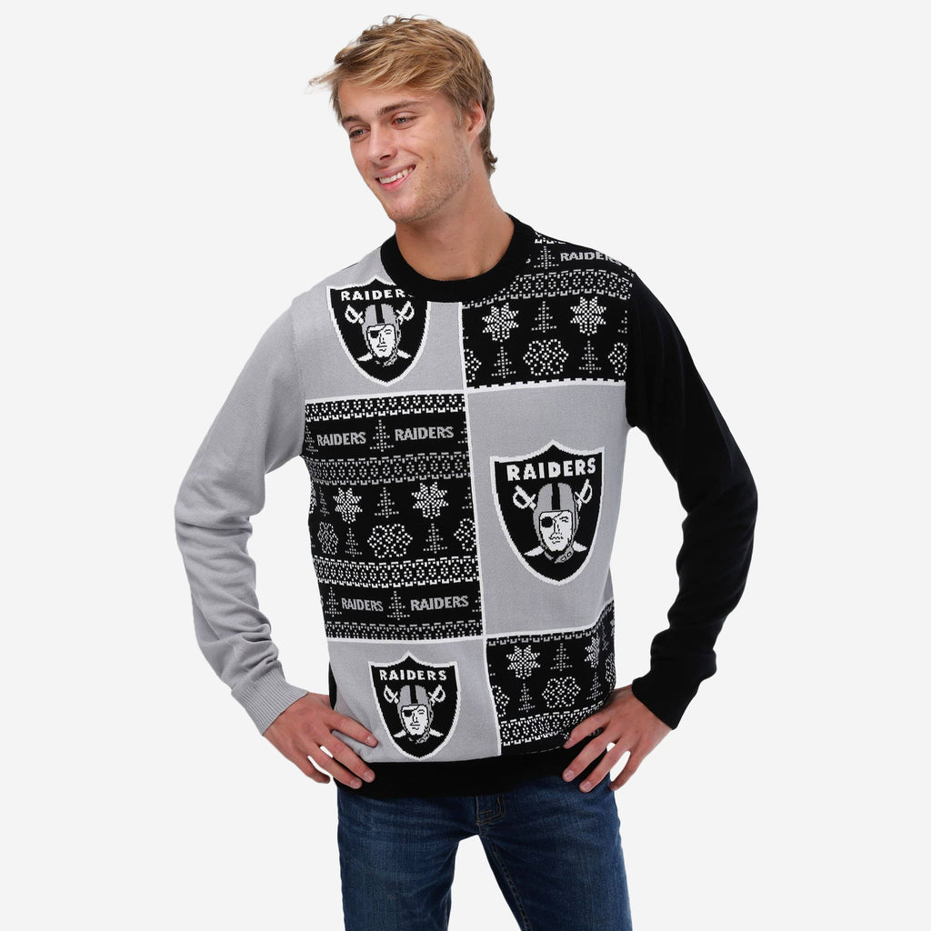 Las Vegas Raiders Busy Block Snowfall Sweater FOCO