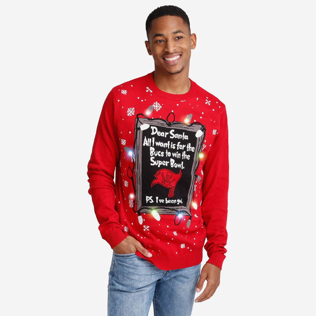 FOCO Tampa Bay Buccaneers Dear Santa Light-Up Sweater Green Men L 2