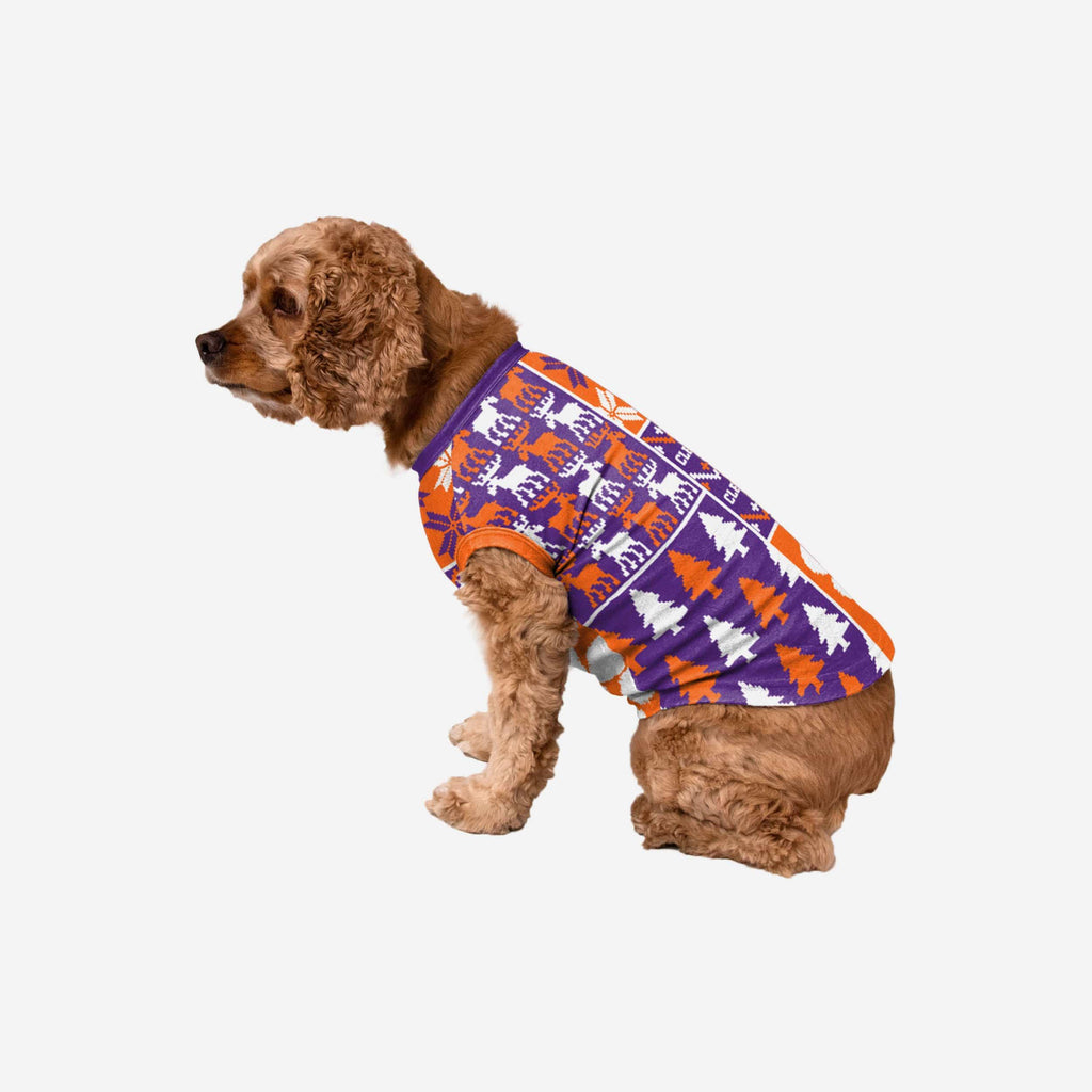 FOCO Clemson Tigers Busy Block Dog Sweater Small 2