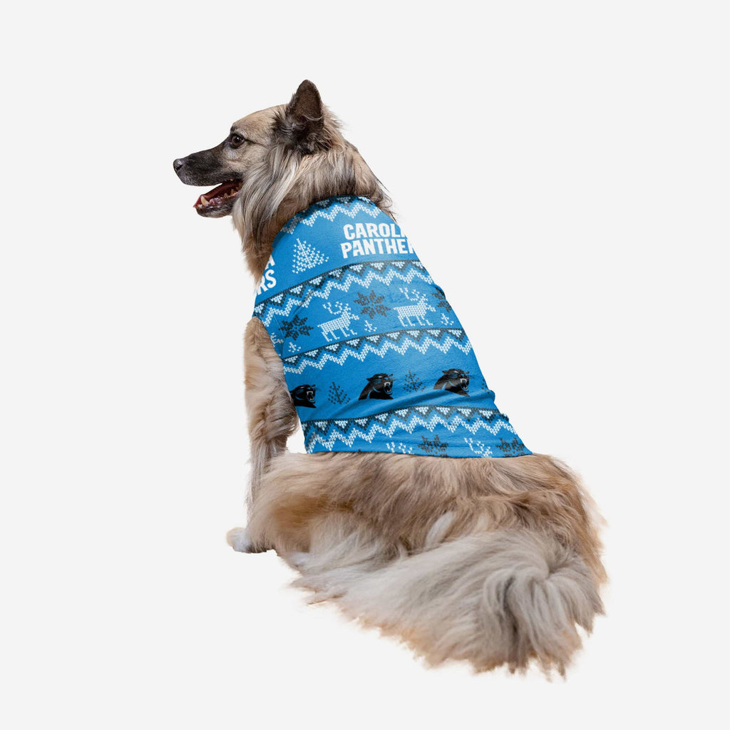 FOCO Carolina Panthers Dog Holiday Sweater Blue/XL 2