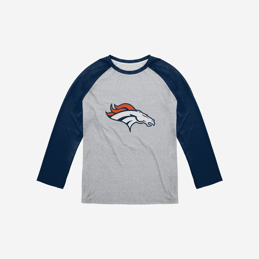 Denver Broncos Gray Big Logo Raglan T-Shirt FOCO