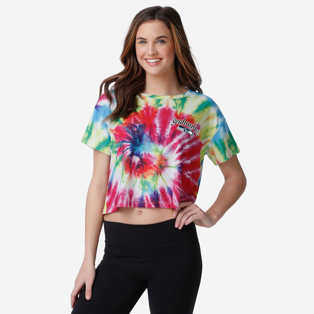 FOCO Seattle Seahawks Damen Pastell Tie-Dye Crop Top - L 2
