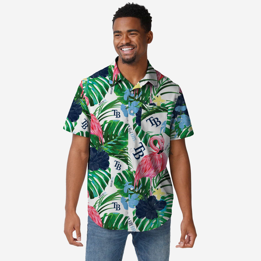 FOCO Tampa Bay Rays Flamingo Button-Up Shirt Pink 2XL 2