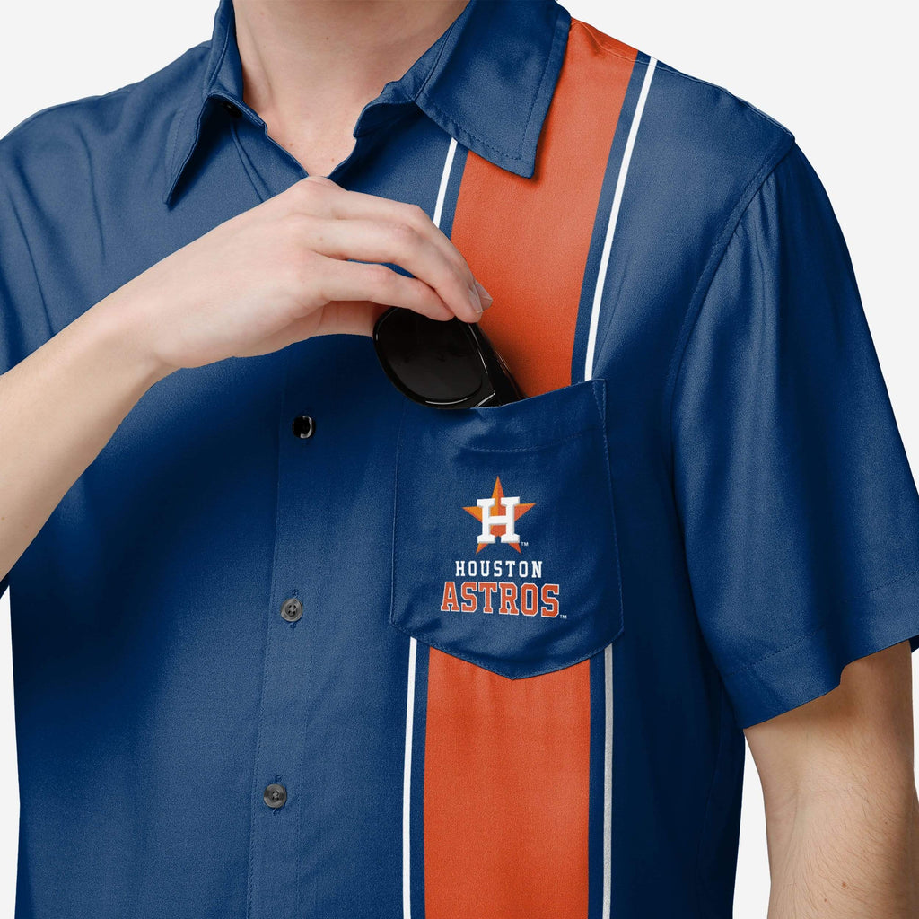 Houston Astros Bowling Stripe Button Up Shirt, Mens Size: 3XL Houston Astros Bowling Stripe Button Up Shirt, Mens Size: 3XL