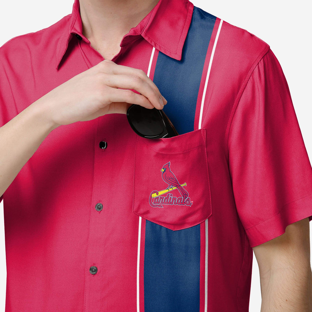 St Louis Cardinals Bowling Stripe Button Up Shirt