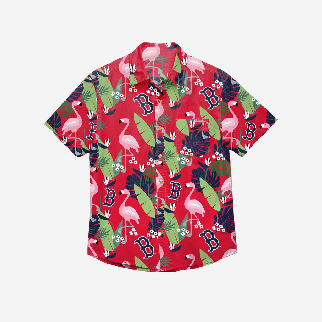 FOCO Boston Red Sox Floral Button Up Shirt Blue L Men 3