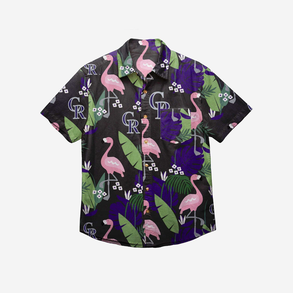 FOCO Colorado Rockies Floral Button Up Shirt Blue Men Size L 3