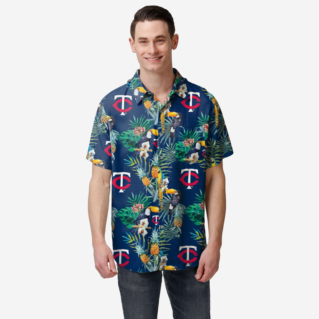 FOCO Minnesota Twins Floral Button-Up Shirt Blue 3XL 2