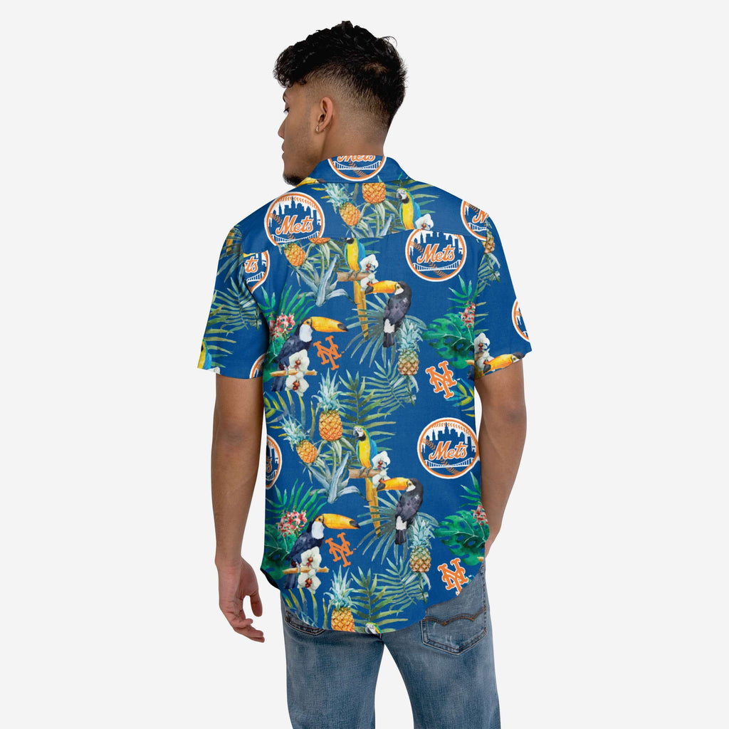 New York Mets Floral Button Up Shirt FOCO