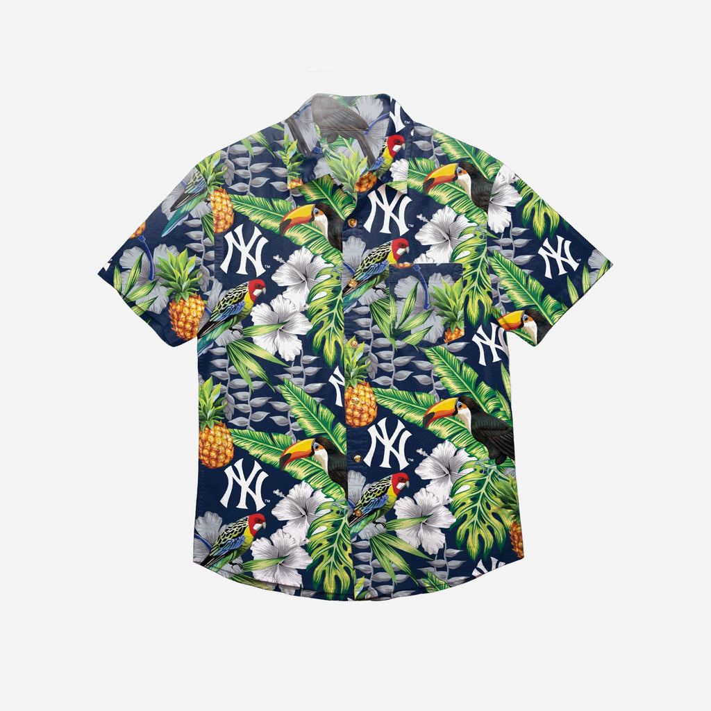 New York Yankees Floral Button Up Shirt FOCO