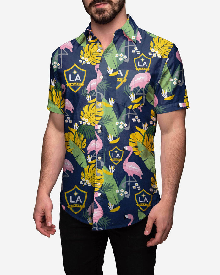 LA Galaxy Floral Button Up Shirt FOCO S - FOCO.com