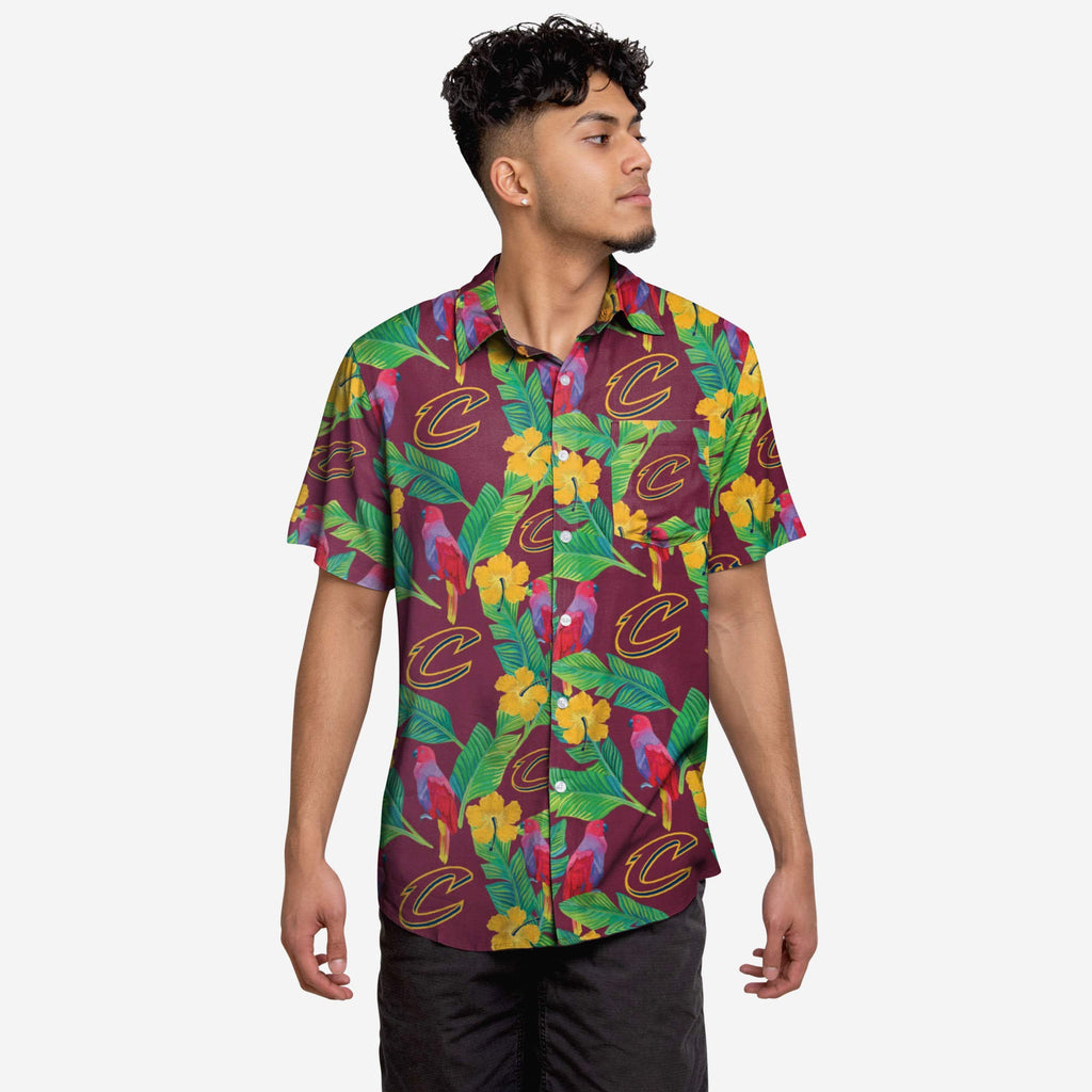 FOCO Cleveland Cavaliers Floral Button Up Shirt Blue XL Men 2