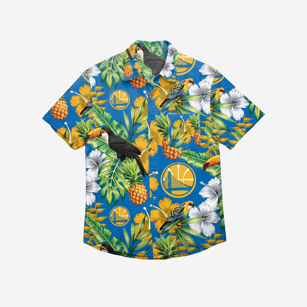 FOCO Golden State Warriors Floral Button-Up Shirt 3XL 3