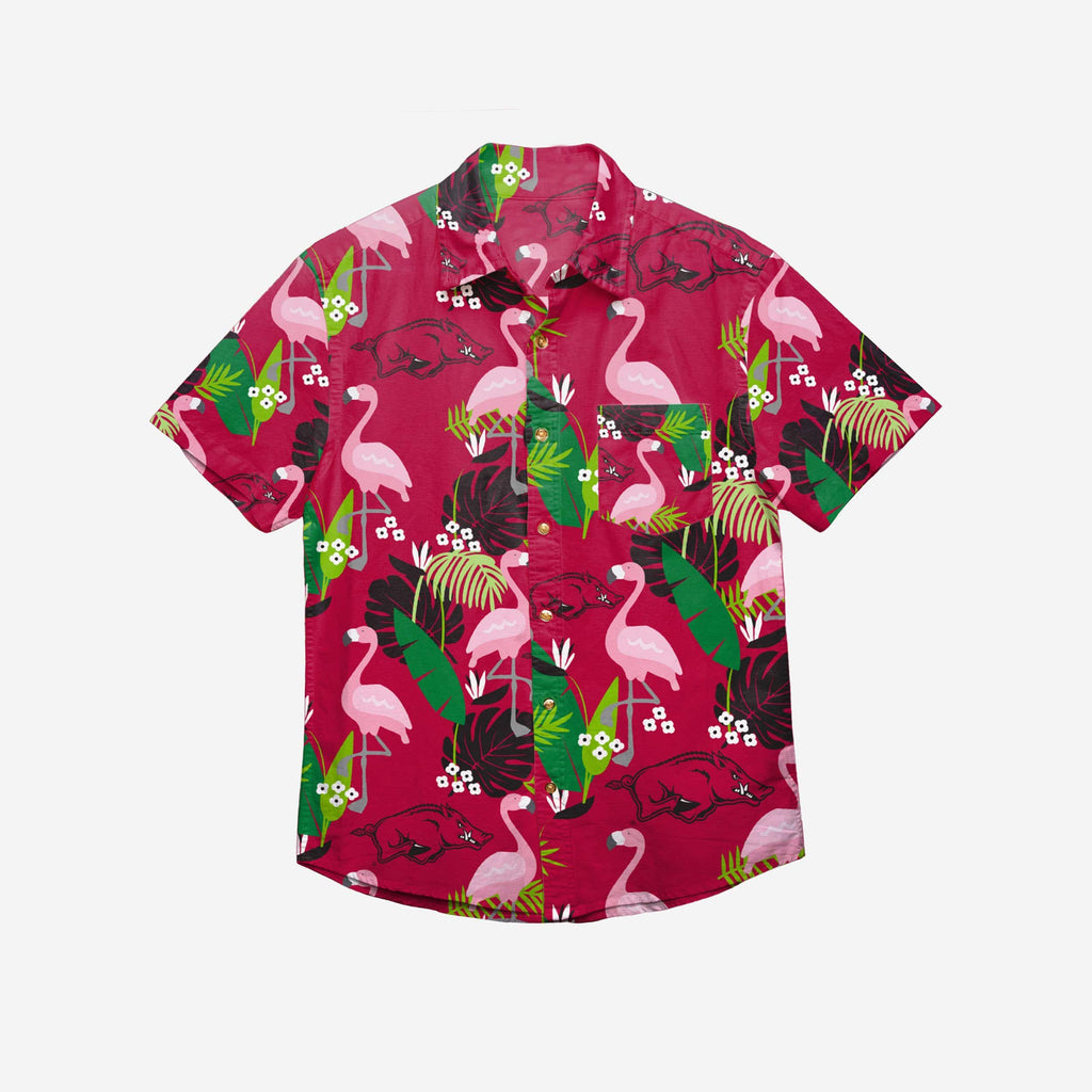 NCAA Arkansas Razorbacks Floral Button Up Shirt - Team Color, Medium Size - View #3