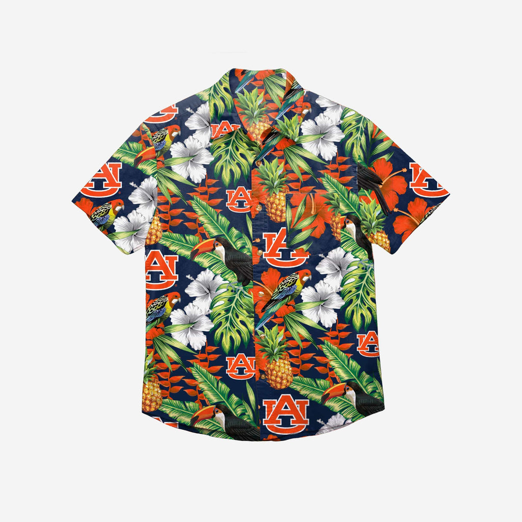 FOCO Auburn Tigers Floral Button Up Shirt Blue S Men 3