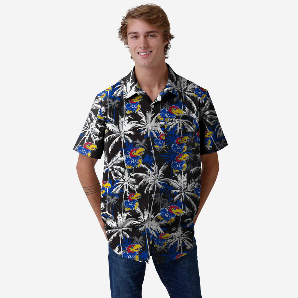 FOCO Kansas Jayhawks Button Up Shirt Black 2XL 2
