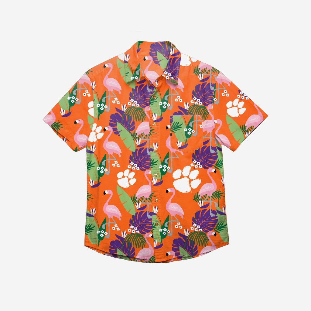 FOCO Clemson Tigers Floral Button Up Shirt Orange/2XL 3