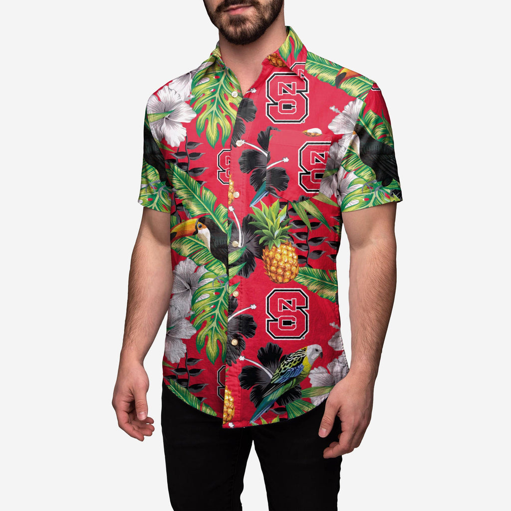 FOCO NC State Wolfpack Floral Button Up Shirt Red XL Men 2