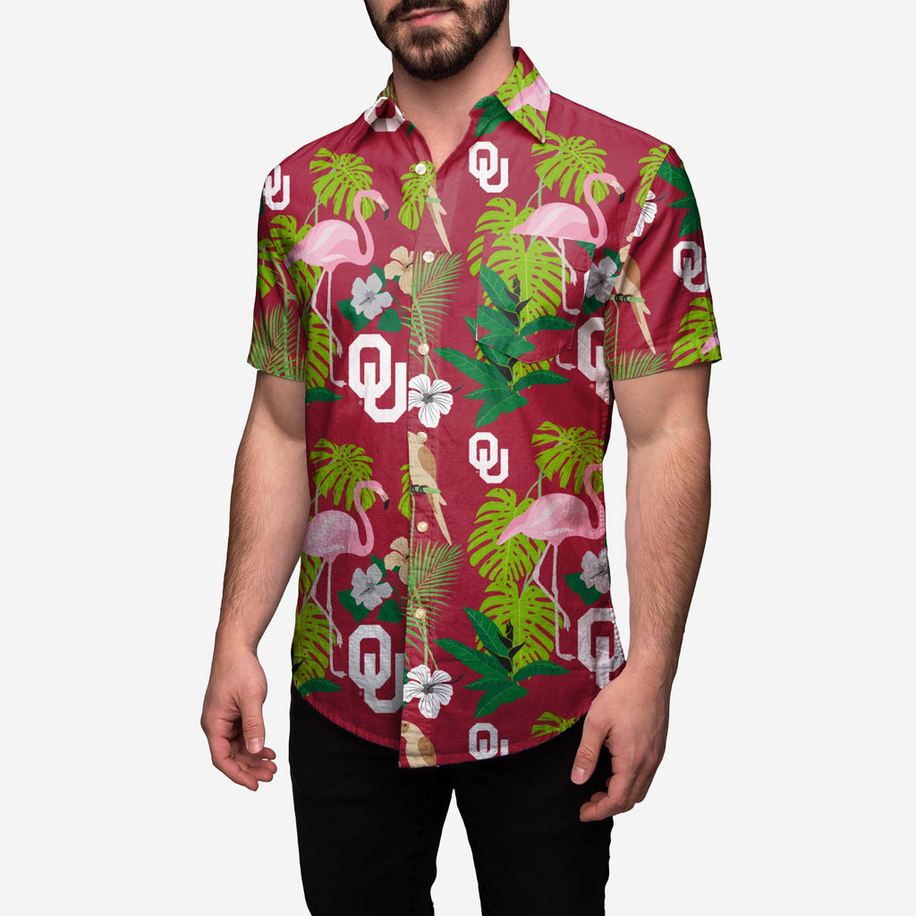 FOCO Oklahoma Sooners Floral Button Up Shirt Blue XL Men 2