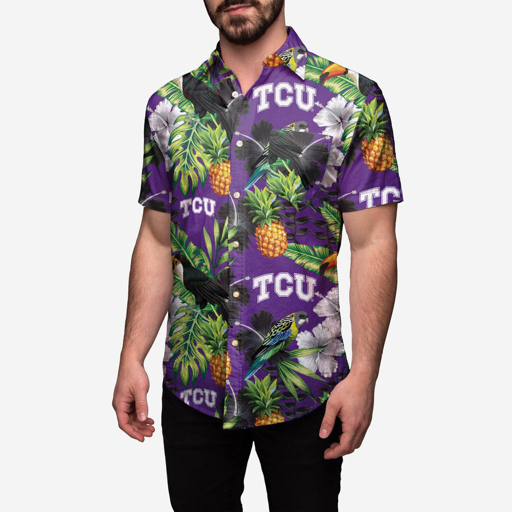 FOCO TCU Horned Frogs Floral Button Up Shirt Multicolor 3XL 2