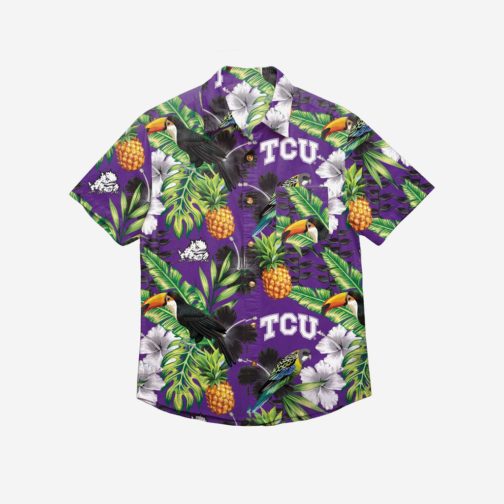 FOCO TCU Horned Frogs Floral Button Up Shirt Multicolor 3XL 3