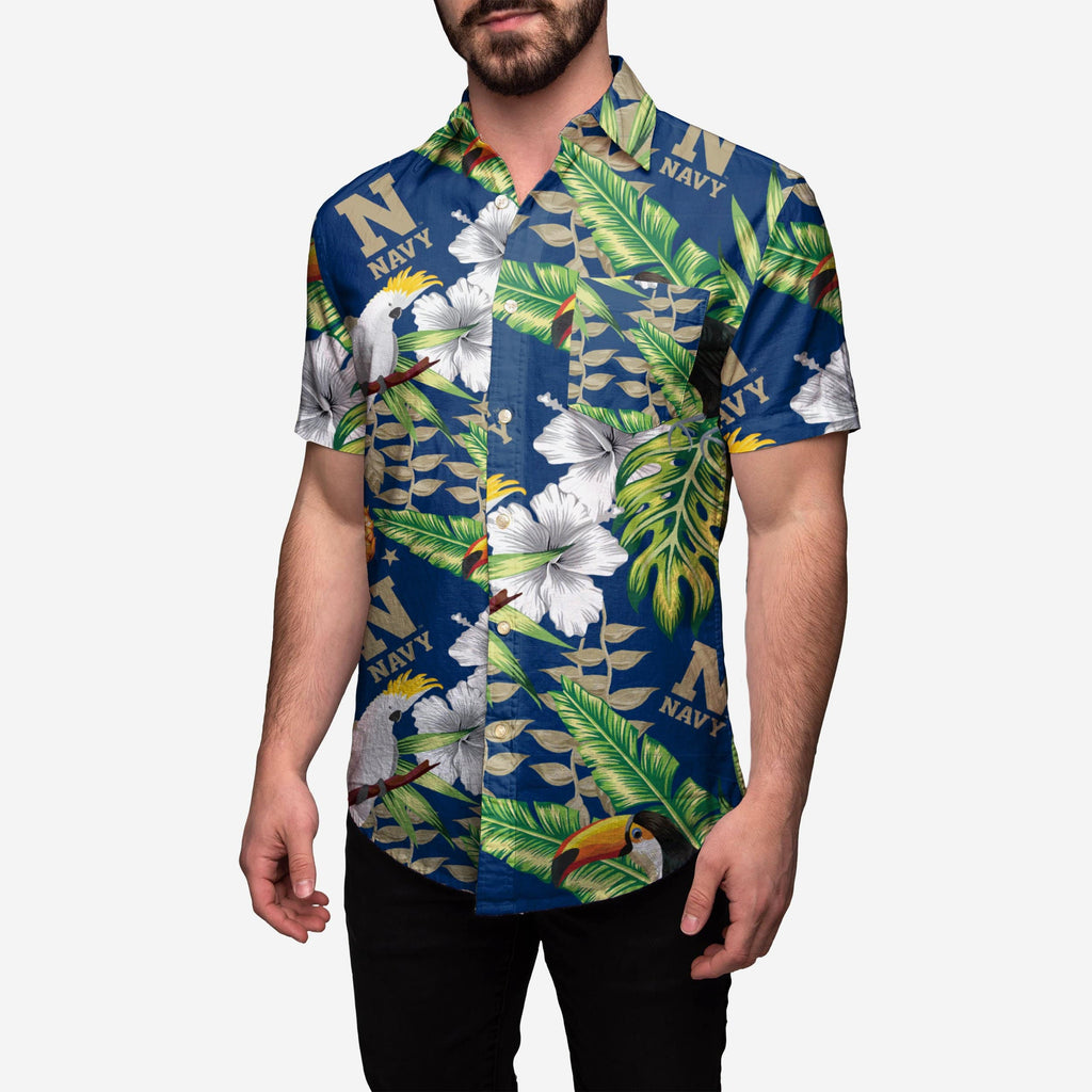 FOCO Navy Midshipmen Floral Button Up Shirt Navy XL Men 2