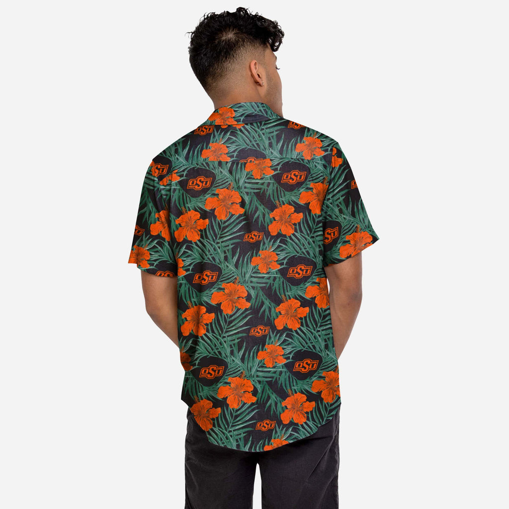 FOCO Oklahoma State Cowboys Hibiscus Button Up Shirt Blue Men Size L 3