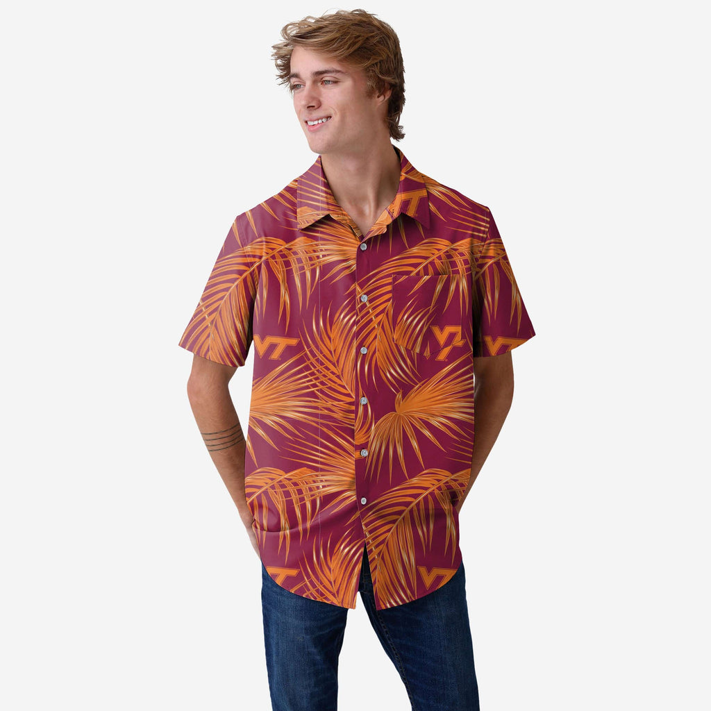 Virginia Tech Hokies Hawaiian Button Up Shirt FOCO S - FOCO.com