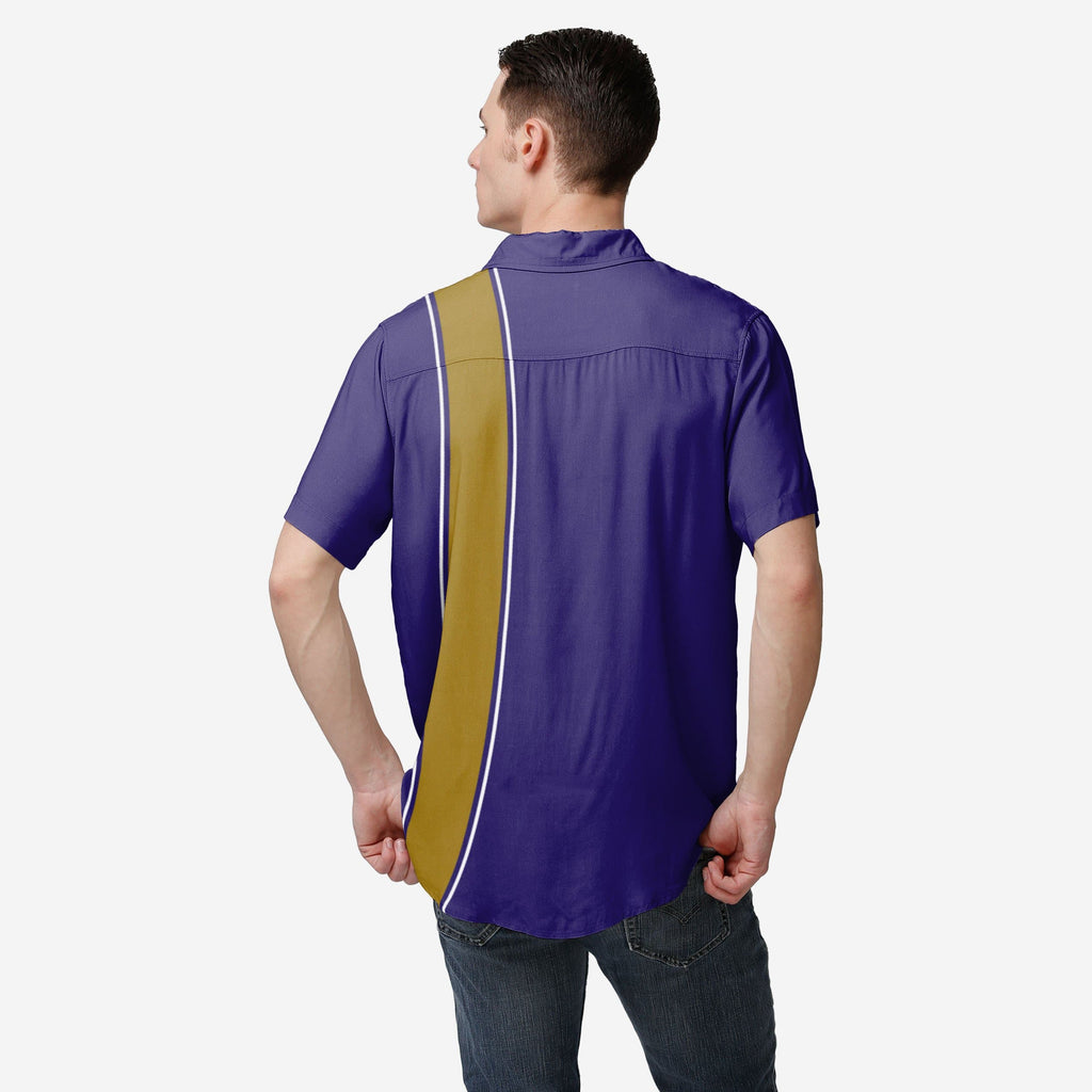 FOCO Baltimore Ravens Bowling Stripe Button Up Shirt Purple M Men 3