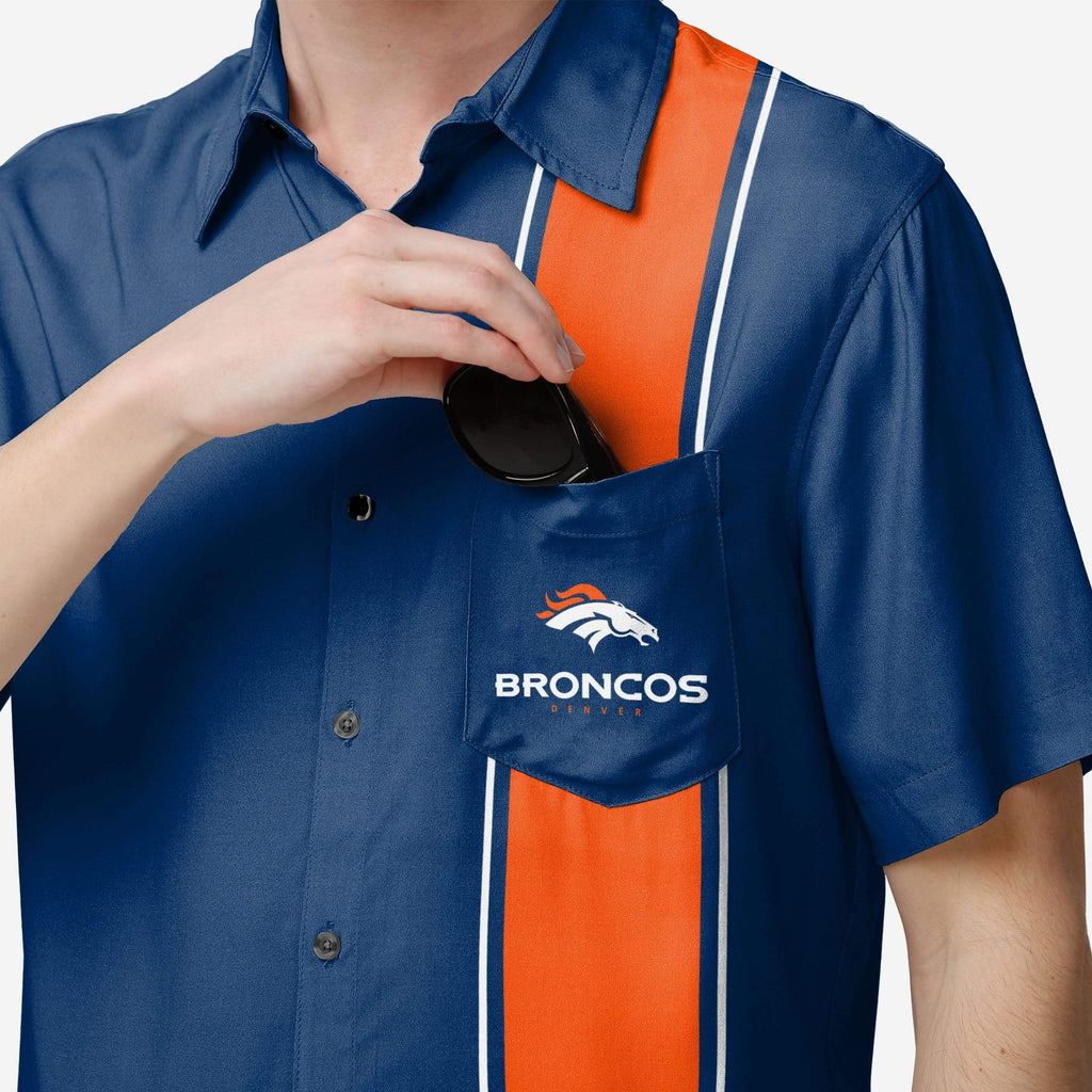 Denver Broncos Bowling Stripe Button Up Shirt FOCO Denver Broncos Bowling Stripe Button Up Shirt FOCO