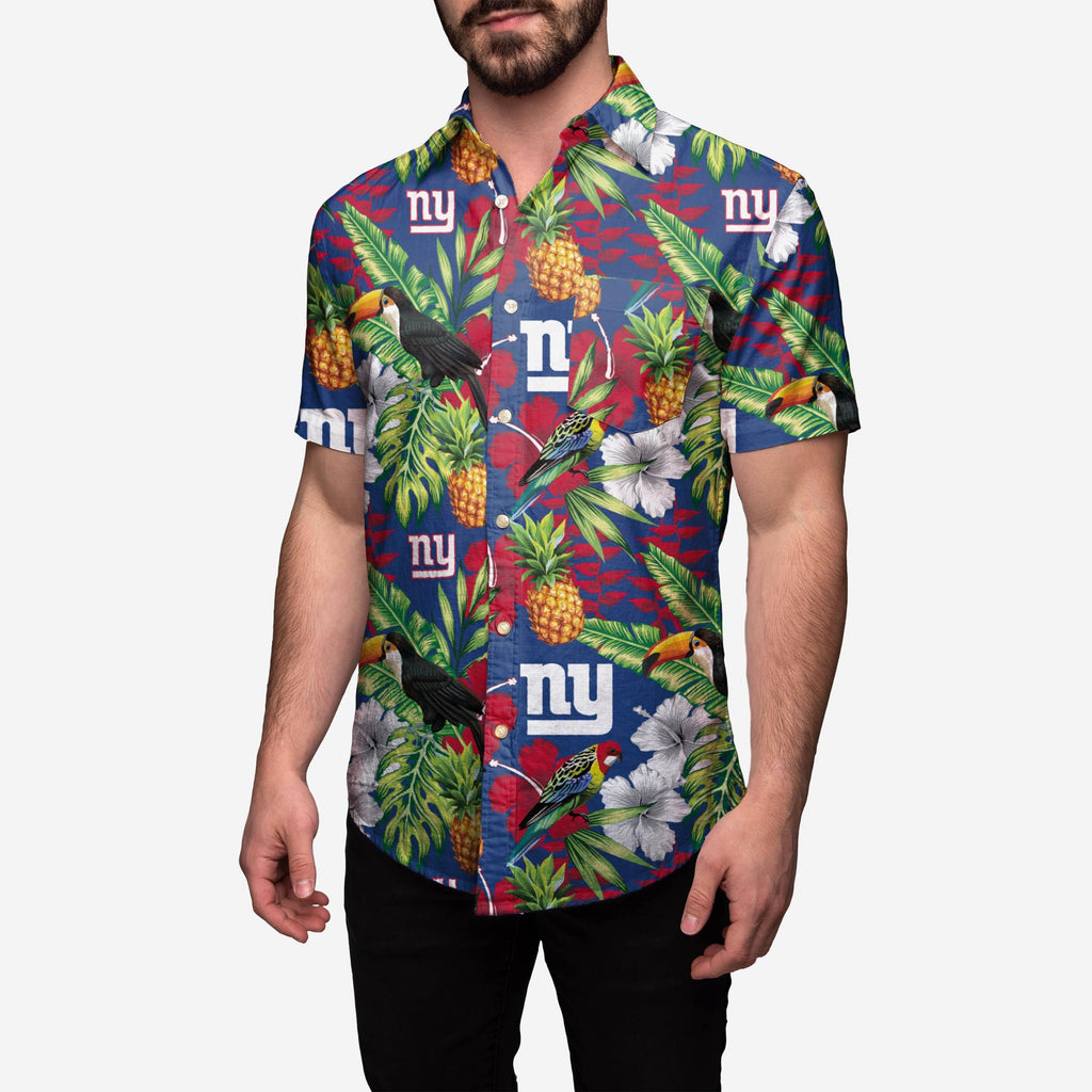 new york giants dress shirt New York Giants Floral Button Up Shirt