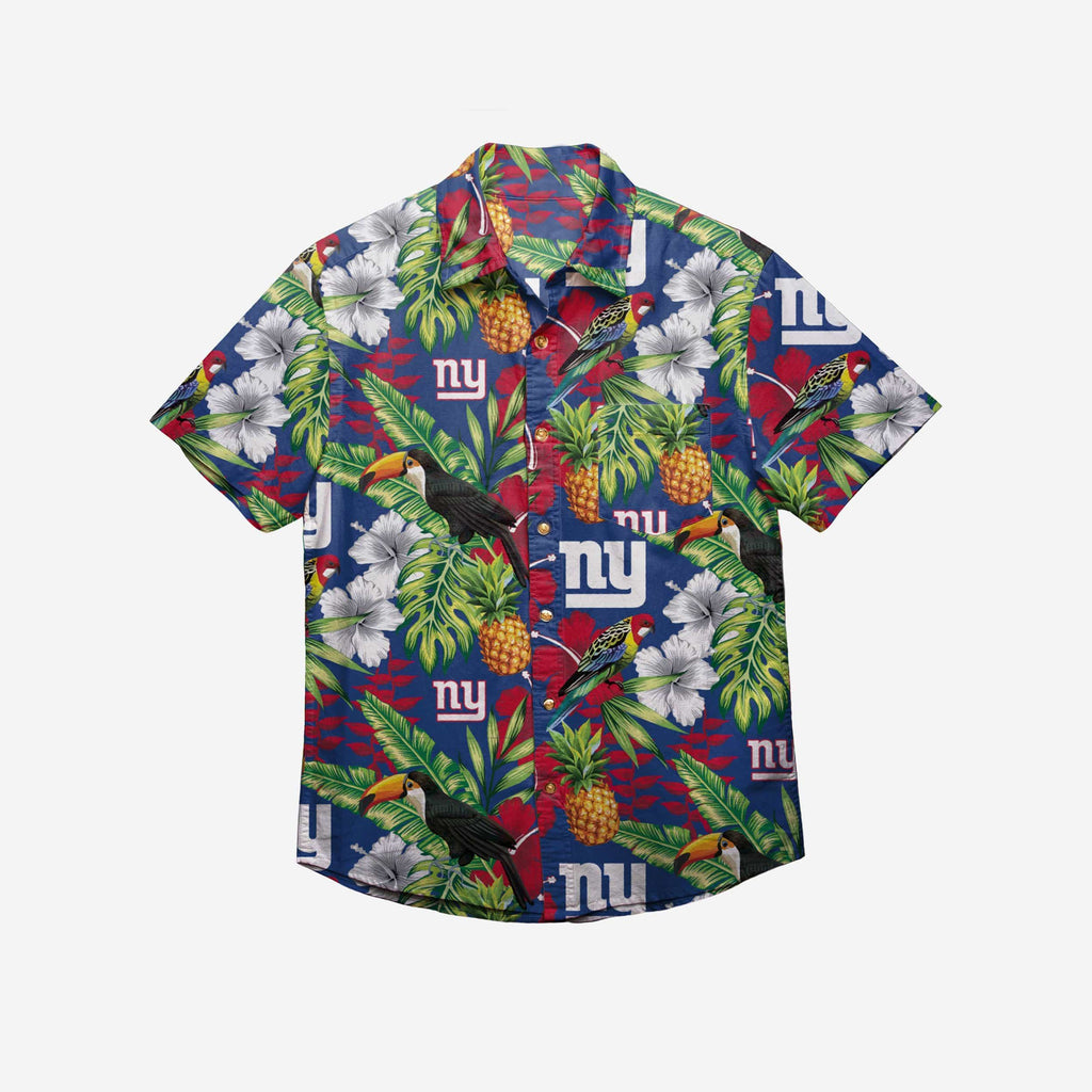 NCAA Pittsburgh Panthers FOCO Floral Button Up Shirt - Team Color, Size XL, Viscose Fabric