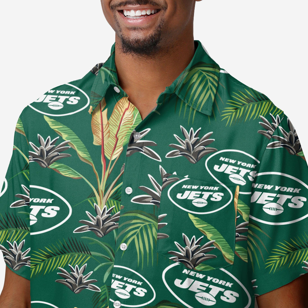 FOCO New York Jets Victory Vacay Button Up Shirt Blue M 4