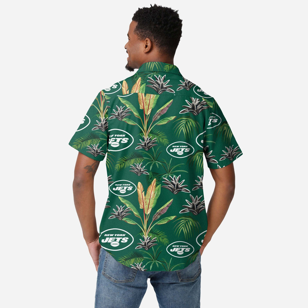 FOCO New York Jets Victory Vacay Button Up Shirt Blue M 3