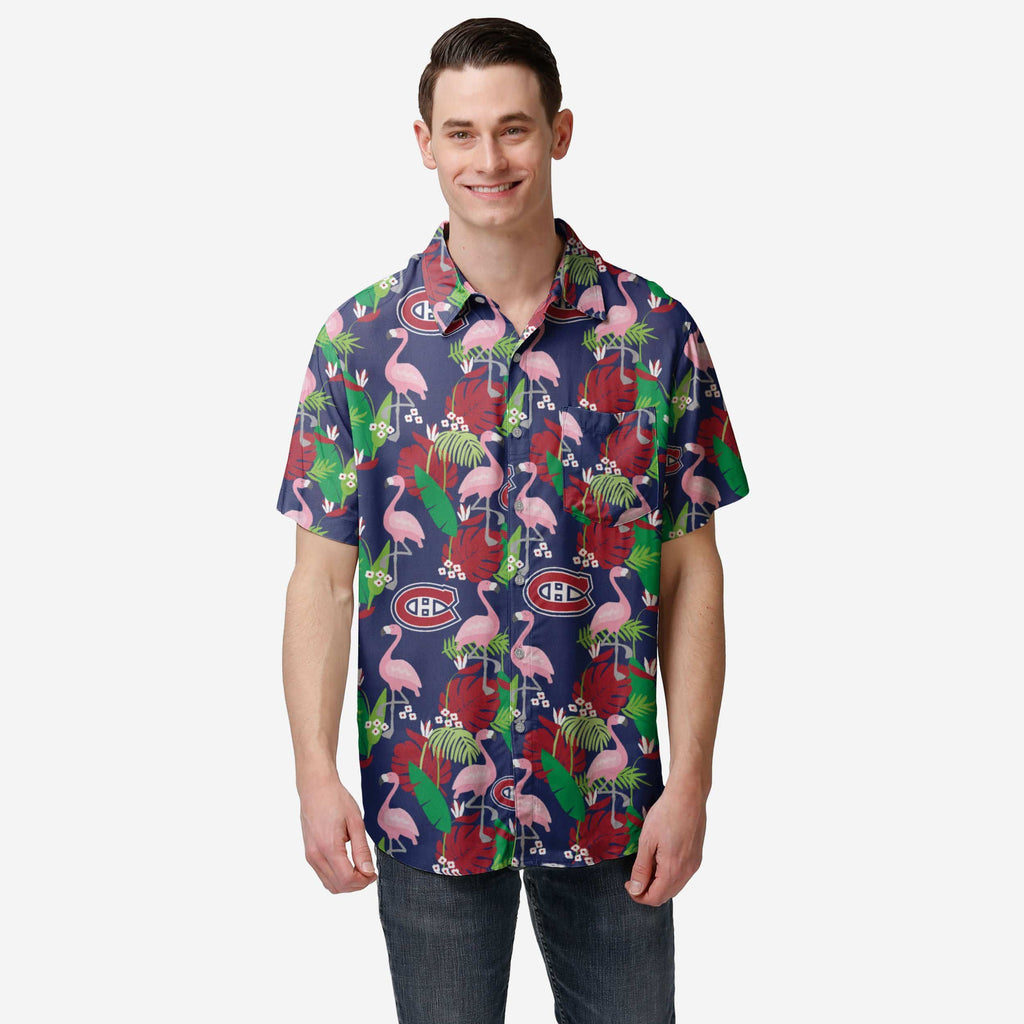 FOCO Montreal Canadiens Button Up Shirt Floral S Men 2