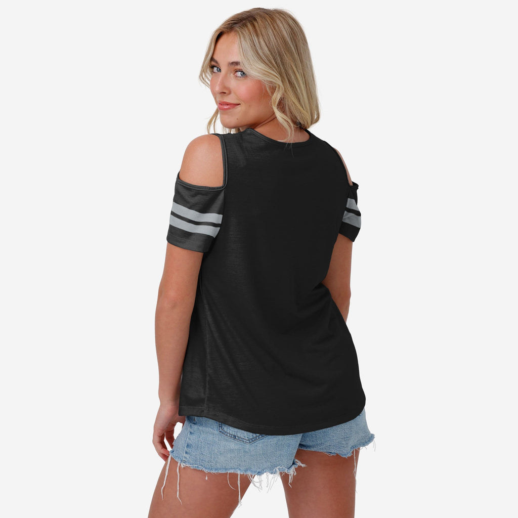 FOO Las Vegas Raiders Cold Shoulder T-Shirt Black 3