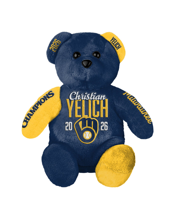 Christian Yelich Milwaukee Brewers 2026 World Series Champions Player Embroidered Bear FOCO - FOCO.com