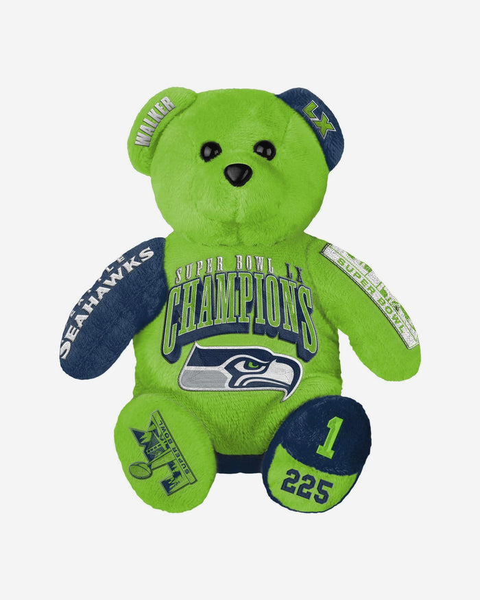Kenneth Walker III Seattle Seahawks Super Bowl LX Champions Team Beans Embroidered Player Bear FOCO - FOCO.com
