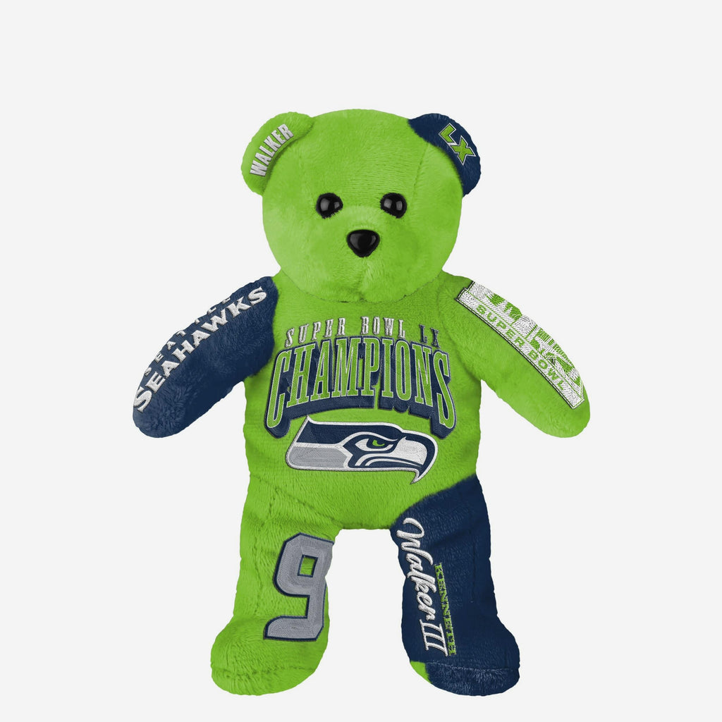 Kenneth Walker III Seattle Seahawks Super Bowl LX Champions Team Beans Embroidered Player Bear FOCO - FOCO.com