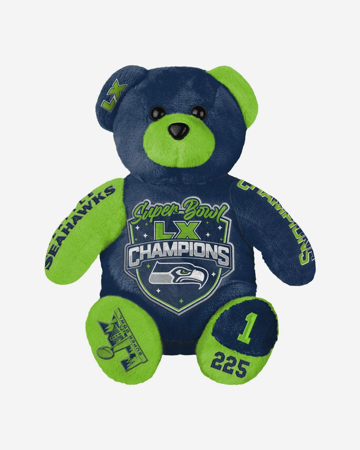 Seattle Seahawks Super Bowl LX Champions Team Beans Embroidered Bear FOCO - FOCO.com